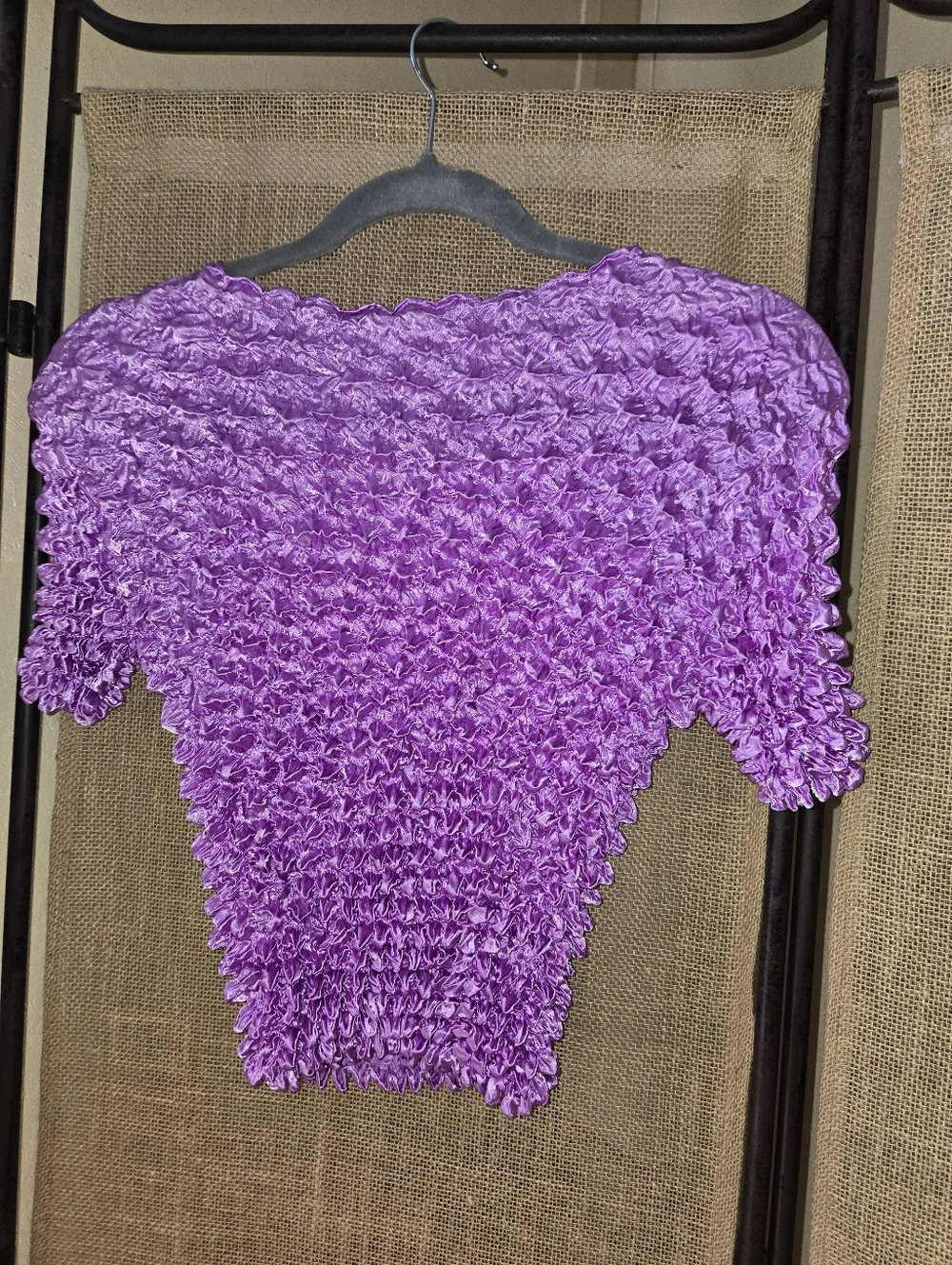 Vintage Y2K 2000s Purple FC Popcorn Bubble Stretch Top One Size - Picture 8 of 8